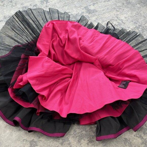 NWT Betsey Johnson Black Label Black Pink Zipper Corset Mini Dress Tiered Sz 2 - Picture 14 of 15